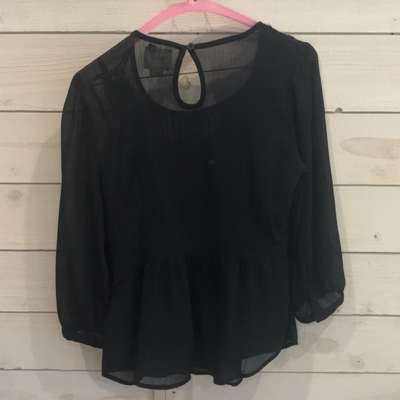 Anthropologie Maeve Navy chiffon beaded blouse- 4 - Picture 3 of 8